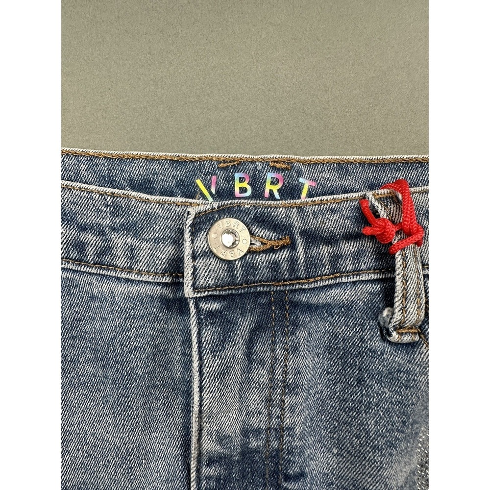 Vibrant VBRT Boot Barn Metallic Stars Rhinestone Denim Jean Women's M Skirt NEW - Picture 8 of 16
